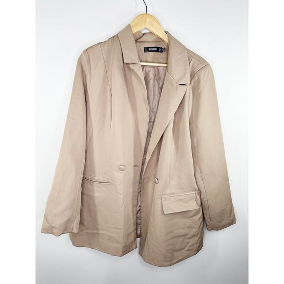 Missguided Womens Tan Blazer Jacket Size 8 Long Career Office Capsule Old Money - Picture 1 of 9